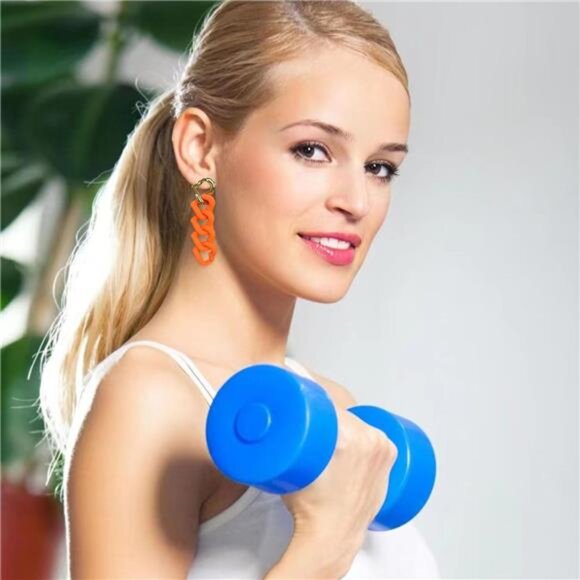 Chunky Chain Link Earrings | Pastel Candy Resin Drop Statement Earrings - Picture 2 of 6